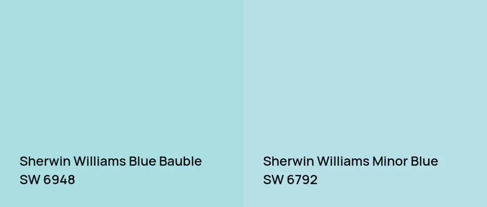 Sherwin Williams Blue Bauble SW 6948 vs Sherwin Williams Minor Blue SW 6792
