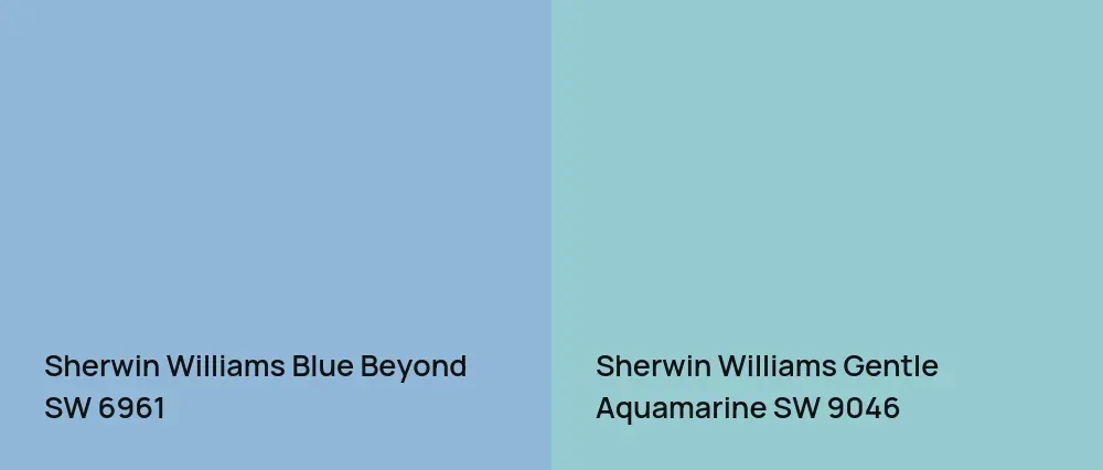 Sherwin Williams Blue Beyond SW 6961 vs Sherwin Williams Gentle Aquamarine SW 9046