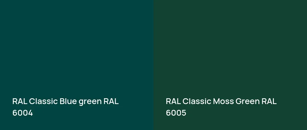 RAL Classic  Blue green RAL 6004 vs RAL Classic Moss Green RAL 6005