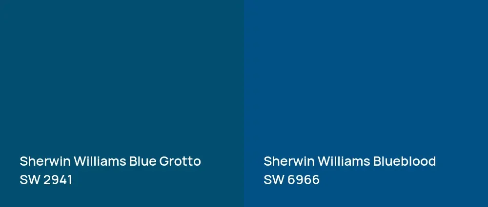 Sherwin Williams Blue Grotto SW 2941 vs Sherwin Williams Blueblood SW 6966
