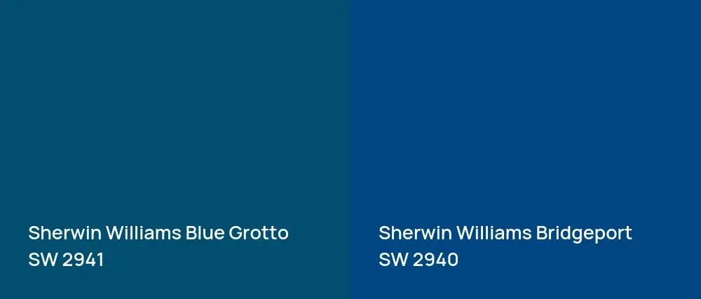 Sherwin Williams Blue Grotto SW 2941 vs Sherwin Williams Bridgeport SW 2940