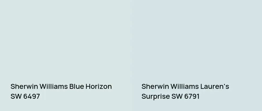 Sherwin Williams Blue Horizon SW 6497 vs Sherwin Williams Lauren's Surprise SW 6791