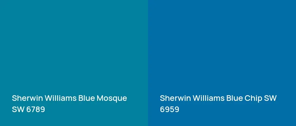 Sherwin Williams Blue Mosque SW 6789 vs Sherwin Williams Blue Chip SW 6959
