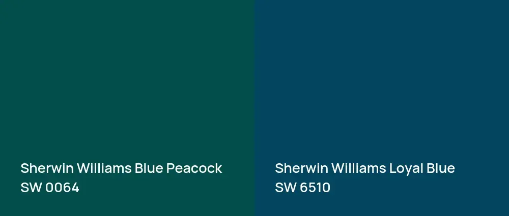 Sherwin Williams Blue Peacock SW 0064 vs Sherwin Williams Loyal Blue SW 6510