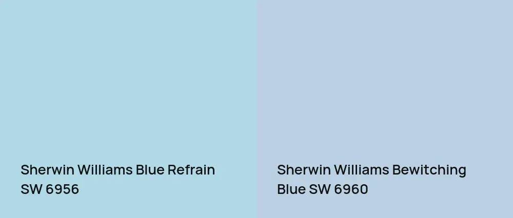 Sherwin Williams Blue Refrain SW 6956 vs Sherwin Williams Bewitching Blue SW 6960