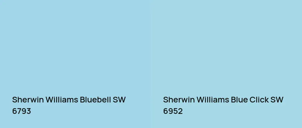 Sherwin Williams Bluebell SW 6793 vs Sherwin Williams Blue Click SW 6952