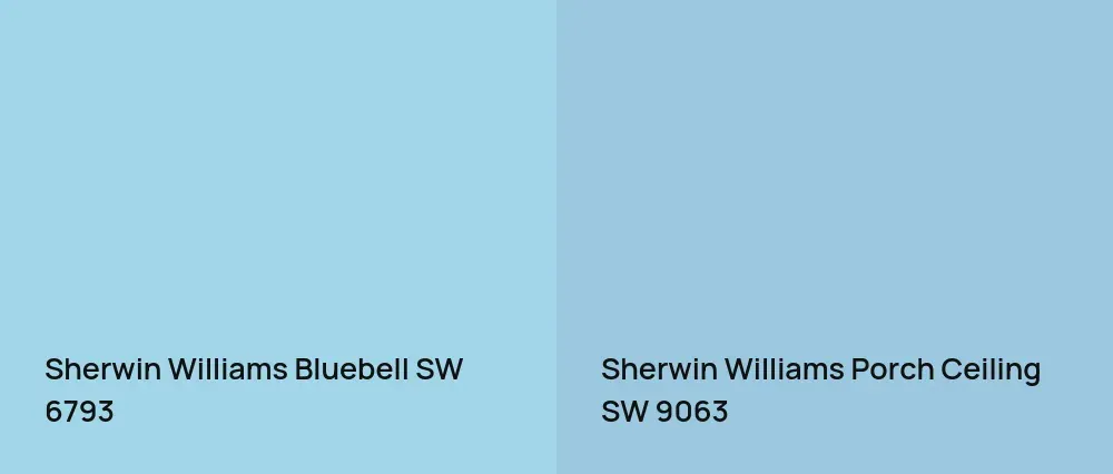 Sherwin Williams Bluebell SW 6793 vs Sherwin Williams Porch Ceiling SW 9063