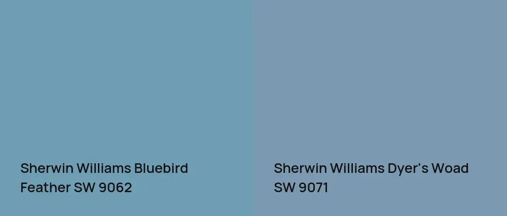 Sherwin Williams Bluebird Feather SW 9062 vs Sherwin Williams Dyer's Woad SW 9071