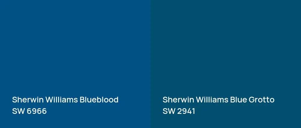 Sherwin Williams Blueblood SW 6966 vs Sherwin Williams Blue Grotto SW 2941