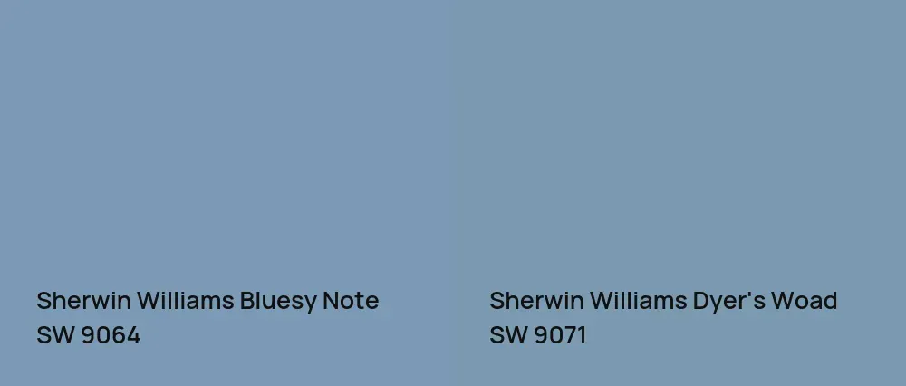 Sherwin Williams Bluesy Note SW 9064 vs Sherwin Williams Dyer's Woad SW 9071