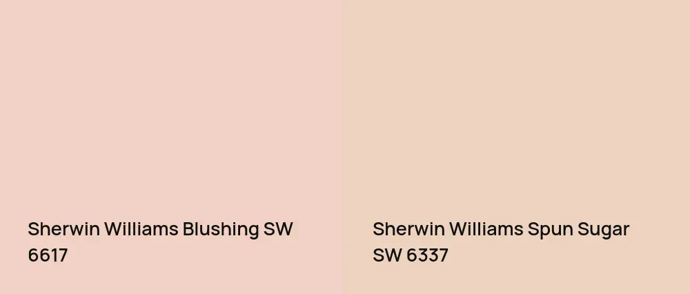 Sherwin Williams Blushing SW 6617 vs Sherwin Williams Spun Sugar SW 6337