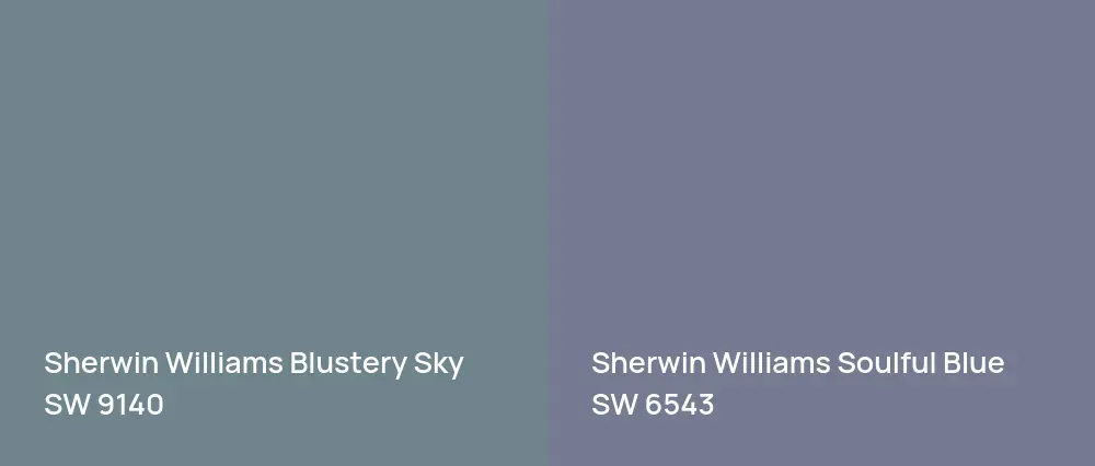 Sherwin Williams Blustery Sky SW 9140 vs Sherwin Williams Soulful Blue SW 6543