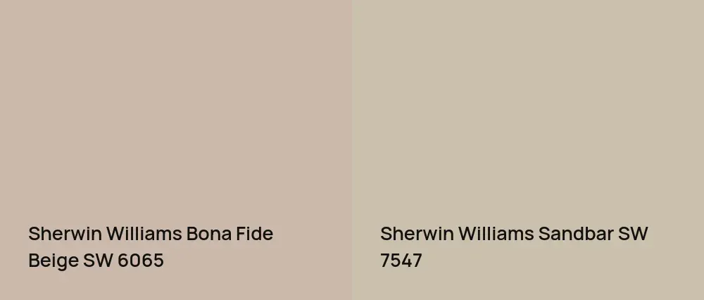 Sherwin Williams Bona Fide Beige SW 6065 vs Sherwin Williams Sandbar SW 7547
