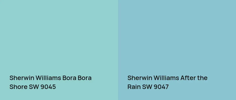 Sherwin Williams Bora Bora Shore SW 9045 vs Sherwin Williams After the Rain SW 9047
