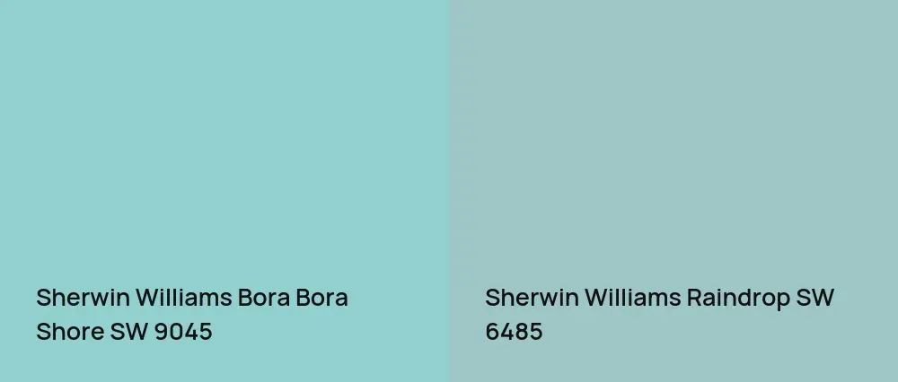 Sherwin Williams Bora Bora Shore SW 9045 vs Sherwin Williams Raindrop SW 6485