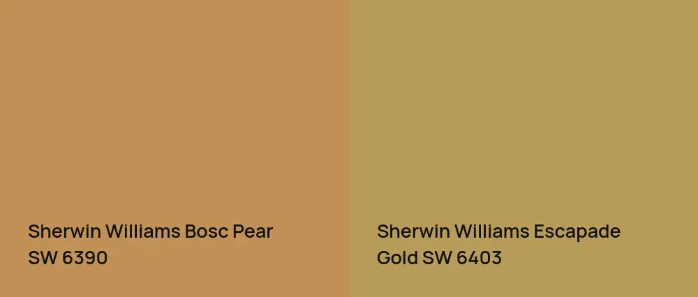 Sherwin Williams Bosc Pear SW 6390 vs Sherwin Williams Escapade Gold SW 6403