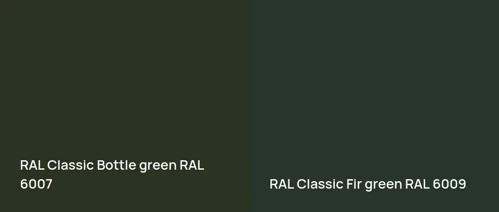 RAL Classic  Bottle green RAL 6007 vs RAL Classic  Fir green RAL 6009