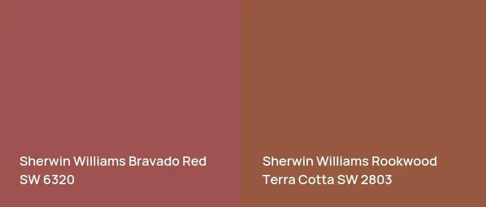 Sherwin Williams Bravado Red SW 6320 vs Sherwin Williams Rookwood Terra Cotta SW 2803