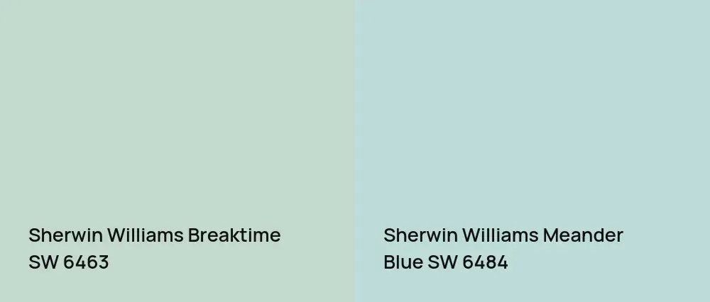 Sherwin Williams Breaktime SW 6463 vs Sherwin Williams Meander Blue SW 6484