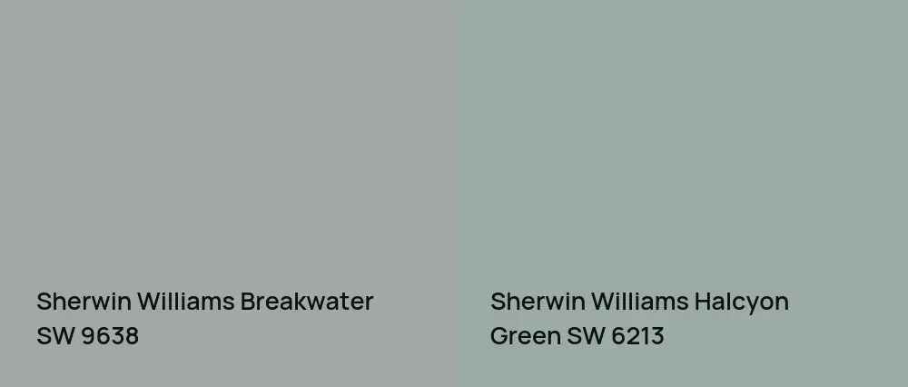 Sherwin Williams Breakwater SW 9638 vs Sherwin Williams Halcyon Green SW 6213