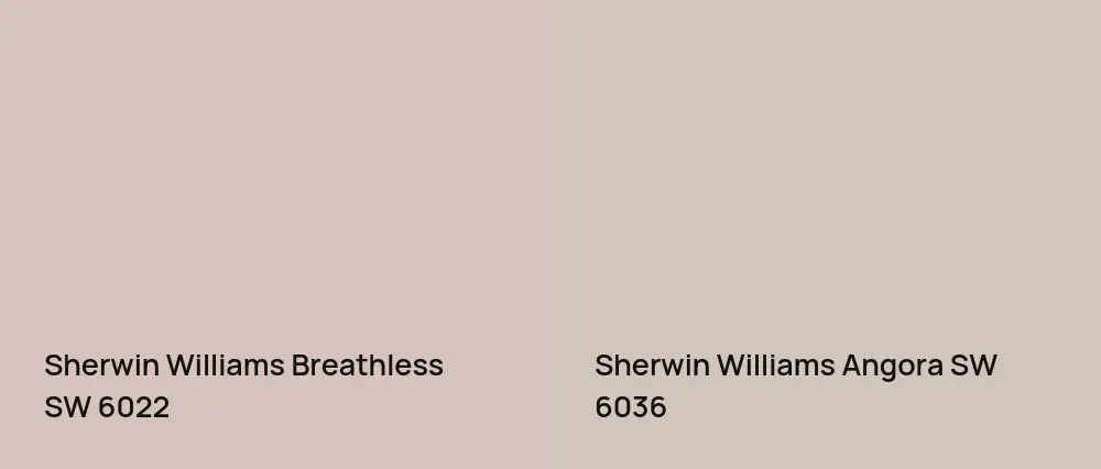 Sherwin Williams Breathless SW 6022 vs Sherwin Williams Angora SW 6036