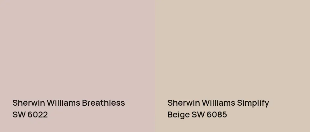 Sherwin Williams Breathless SW 6022 vs Sherwin Williams Simplify Beige SW 6085