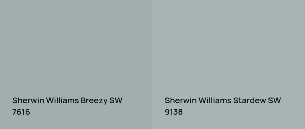 Sherwin Williams Breezy SW 7616 vs Sherwin Williams Stardew SW 9138
