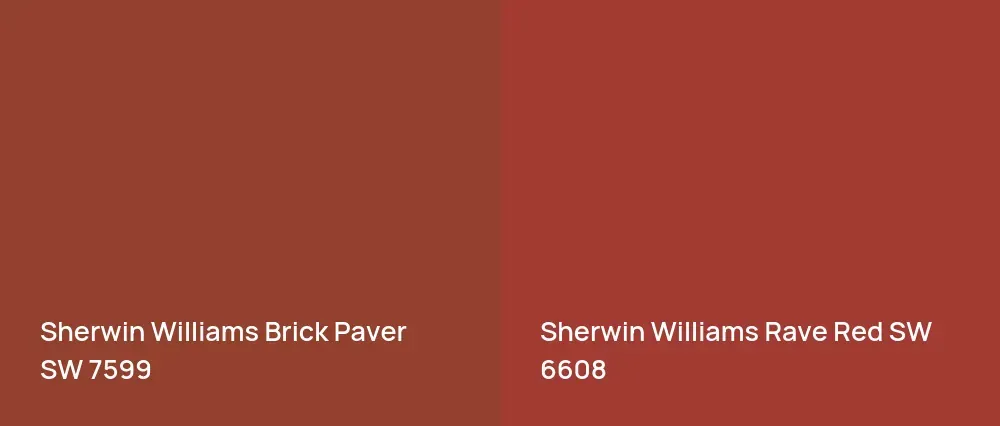 Sherwin Williams Brick Paver SW 7599 vs Sherwin Williams Rave Red SW 6608