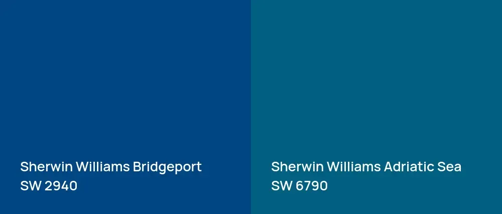 Sherwin Williams Bridgeport SW 2940 vs Sherwin Williams Adriatic Sea SW 6790