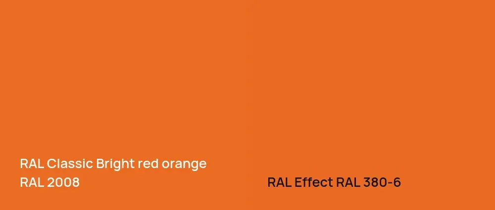 RAL Classic  Bright red orange RAL 2008 vs RAL Effect  RAL 380-6