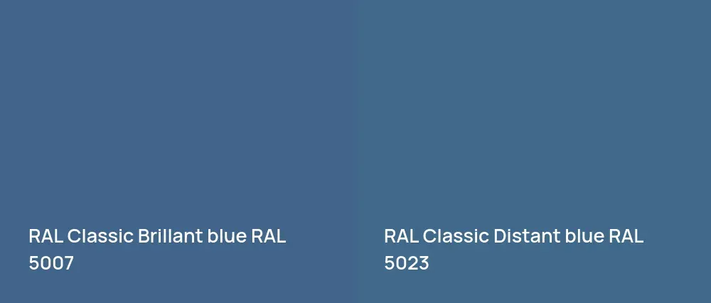 RAL Classic Brillant blue RAL 5007 vs RAL Classic  Distant blue RAL 5023