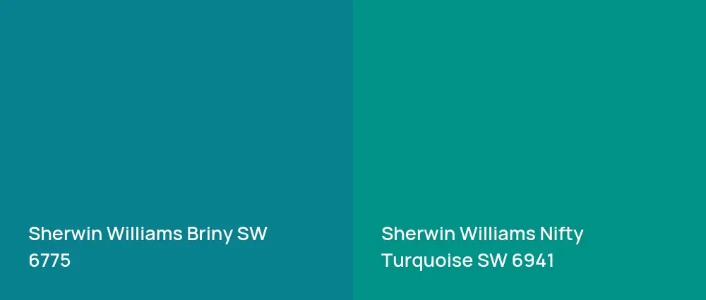 Sherwin Williams Briny SW 6775 vs Sherwin Williams Nifty Turquoise SW 6941