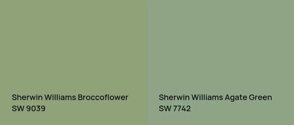 Sherwin Williams Broccoflower SW 9039 vs Sherwin Williams Agate Green SW 7742