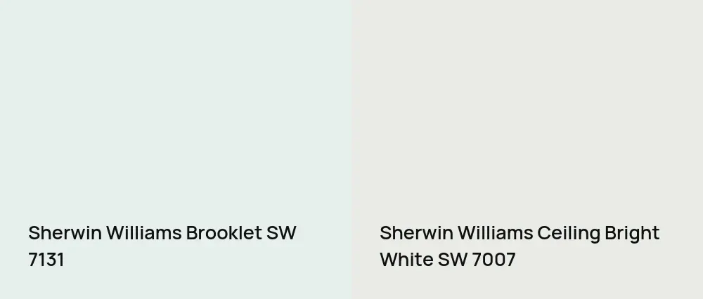 Sherwin Williams Brooklet SW 7131 vs Sherwin Williams Ceiling Bright White SW 7007