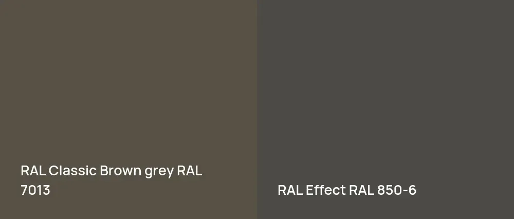 RAL Classic  Brown grey RAL 7013 vs RAL Effect  RAL 850-6