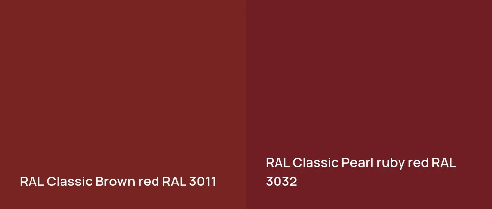 RAL Classic  Brown red RAL 3011 vs RAL Classic  Pearl ruby red RAL 3032