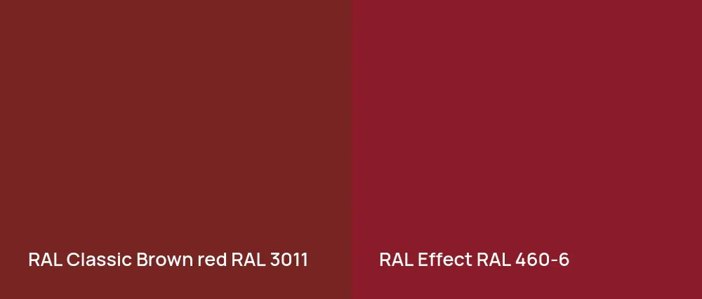 RAL Classic  Brown red RAL 3011 vs RAL Effect  RAL 460-6