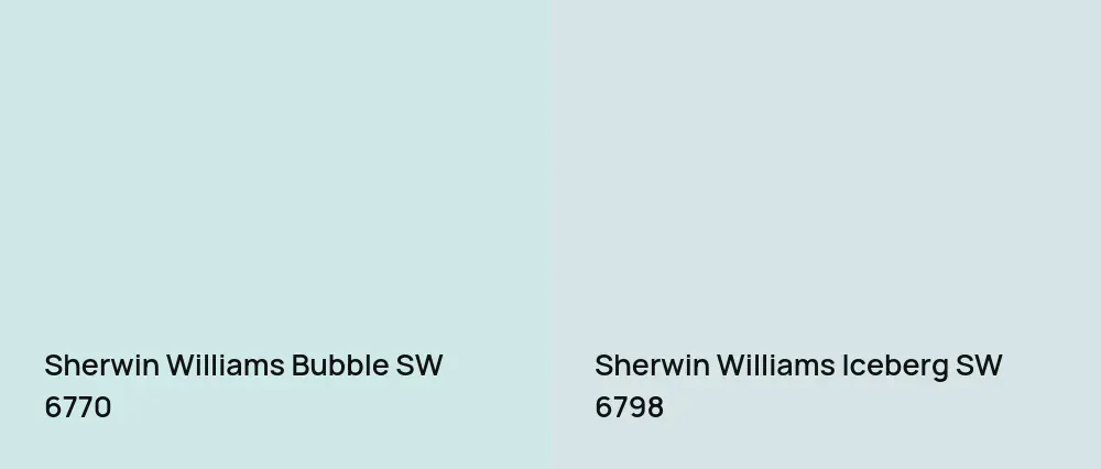 Sherwin Williams Bubble SW 6770 vs Sherwin Williams Iceberg SW 6798