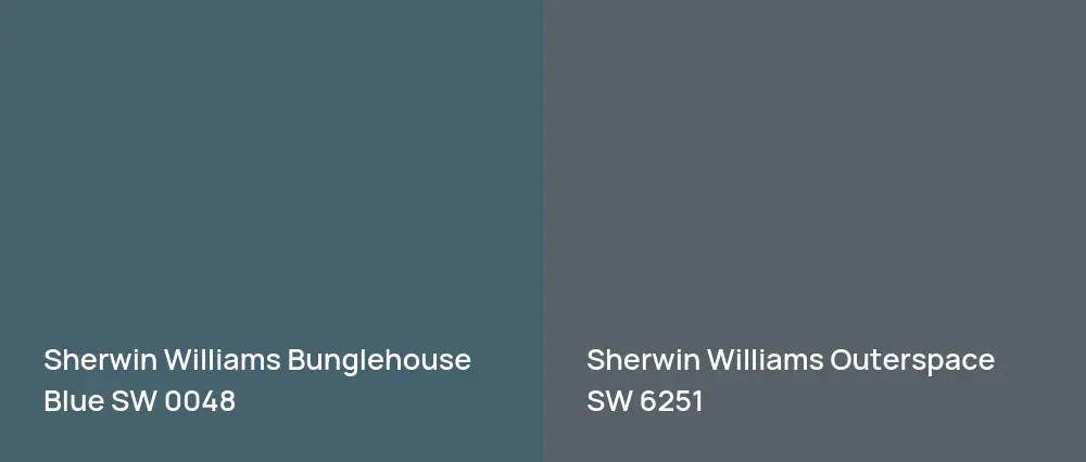 Sherwin Williams Bunglehouse Blue SW 0048 vs Sherwin Williams Outerspace SW 6251