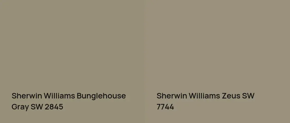Sherwin Williams Bunglehouse Gray SW 2845 vs Sherwin Williams Zeus SW 7744
