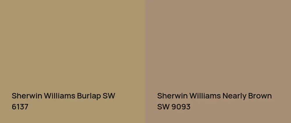 Sherwin Williams Burlap SW 6137 vs Sherwin Williams Nearly Brown SW 9093