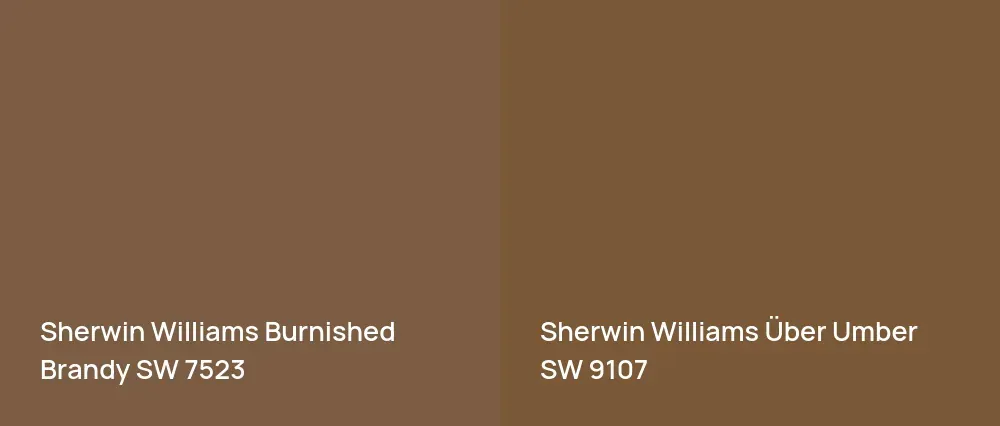Sherwin Williams Burnished Brandy SW 7523 vs Sherwin Williams Über Umber SW 9107