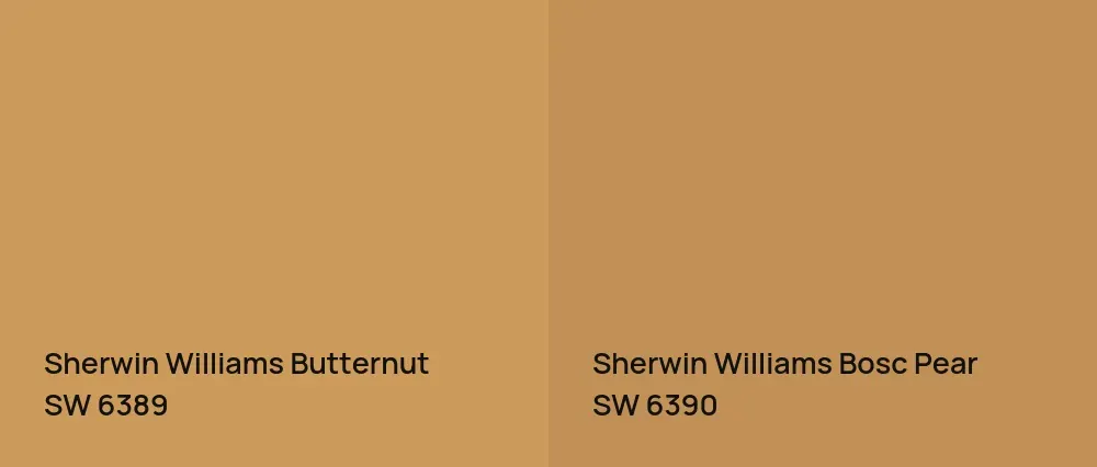 Sherwin Williams Butternut SW 6389 vs Sherwin Williams Bosc Pear SW 6390