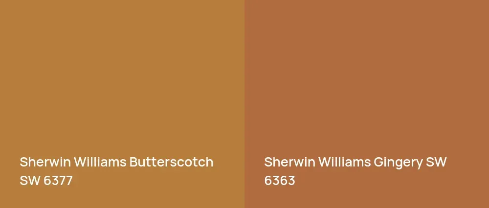 Sherwin Williams Butterscotch SW 6377 vs Sherwin Williams Gingery SW 6363