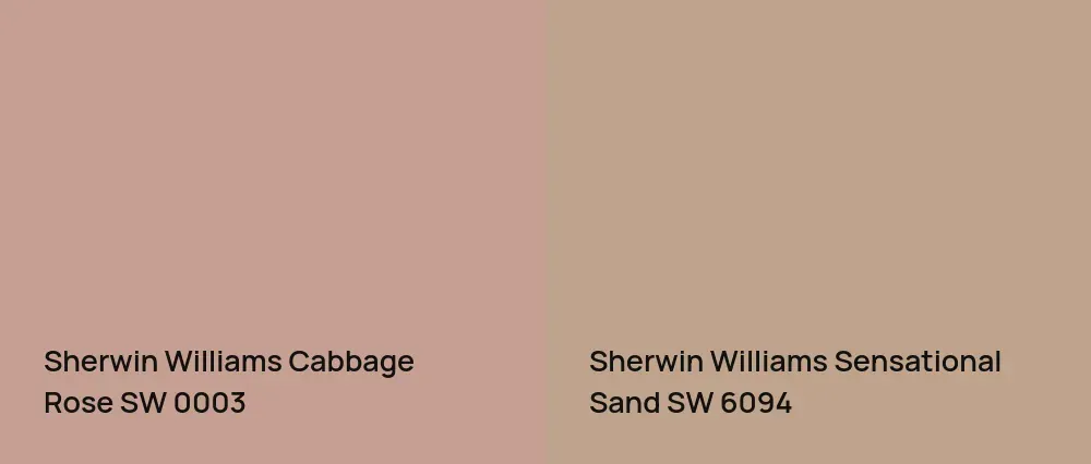 Sherwin Williams Cabbage Rose SW 0003 vs Sherwin Williams Sensational Sand SW 6094