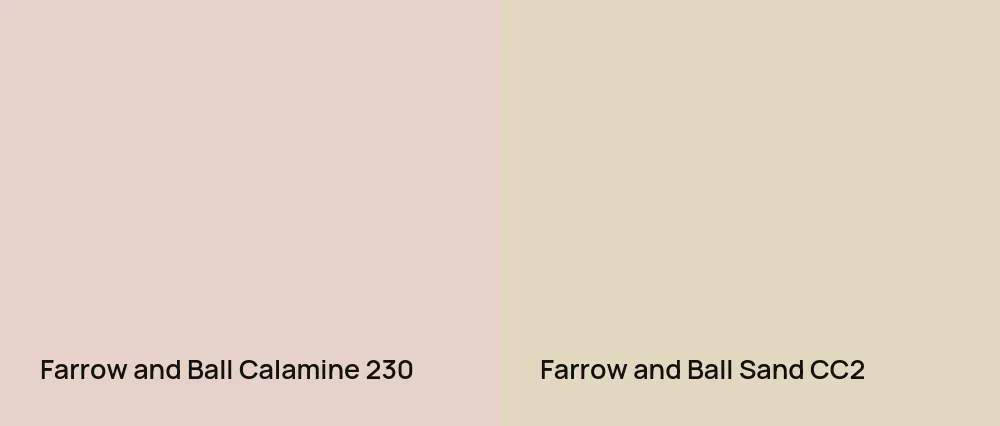 Farrow and Ball Calamine 230 vs Farrow and Ball Sand CC2