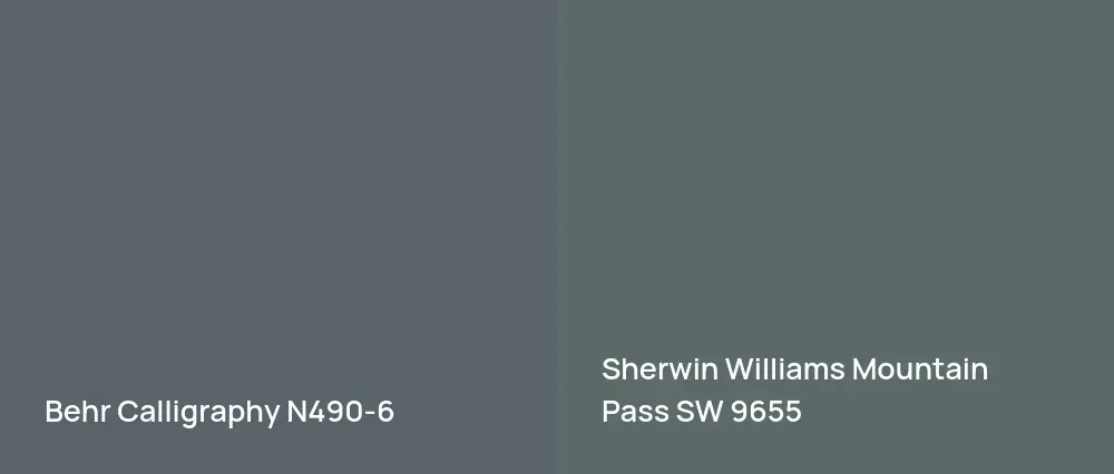 Behr Calligraphy N490-6 vs Sherwin Williams Mountain Pass SW 9655