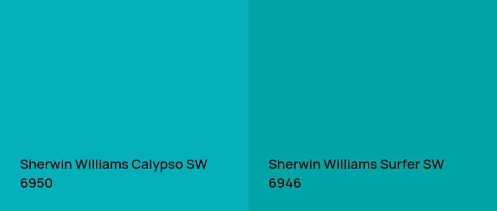 Sherwin Williams Calypso SW 6950 vs Sherwin Williams Surfer SW 6946