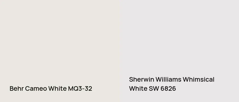 Behr Cameo White MQ3-32 vs Sherwin Williams Whimsical White SW 6826
