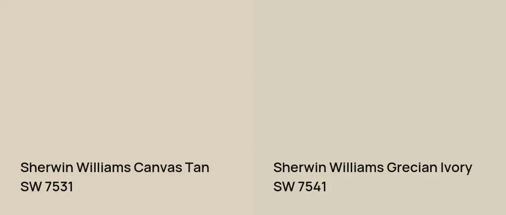 Sherwin Williams Canvas Tan SW 7531 vs Sherwin Williams Grecian Ivory SW 7541